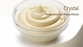  Presentation with mayonnaise - PPT layouts consisting of food sauces - homemade mayonnaise on white background background and a lemonade colored foreground