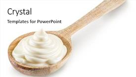  Presentation with mayonnaise - Theme consisting of mayonnaise swirl in the wooden spoon file contains clipping paths background and a white colored foreground
