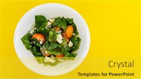  Presentation with salad dressing - Slides featuring salad-from-baby-spinach-leaves background and a yellow colored foreground