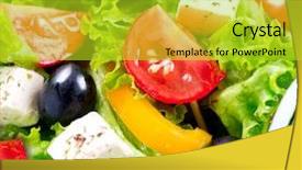  Presentation with mediterranean food - Audience pleasing presentation consisting of salad greek salad background mediterranean salad close up with feta cheese tomatoes and olives food background backdrop and a yellow colored foreground