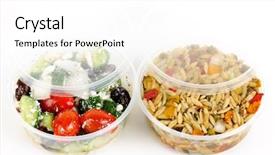  Presentation with plastic containers - Cool new PPT layouts with salad in plastic takeaway container backdrop and a  colored foreground