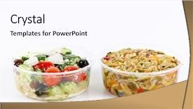  Presentation with plastic containers - PPT theme enhanced with salad in plastic takeaway container background and a  colored foreground