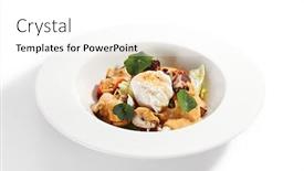  Presentation with spicy food - Presentation theme having salad-in-white-bowl-sliced background and a white colored foreground