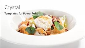  Presentation with spicy food - Beautiful presentation featuring salad-in-white-bowl-sliced backdrop and a white colored foreground