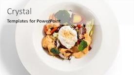  Presentation with spicy food - Cool new slide set with salad-in-white-bowl-sliced backdrop and a white colored foreground