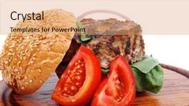  Presentation with meat beef - Slide deck having salad isolated on white background background and a coral colored foreground