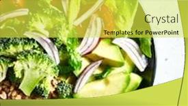  Presentation with healthy food and herb - Slide deck having salad-made-with-avocado-cherry background and a yellow colored foreground