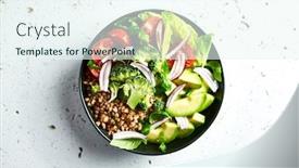  Presentation with red onion - Beautiful PPT theme featuring salad-made-with-avocado-cherry backdrop and a sky blue colored foreground