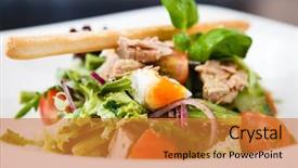  Presentation with brown bear baby shoes - Beautiful slides featuring salad nicoise tuna with baby backdrop and a gold colored foreground