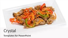  Presentation with korean food - Amazing presentation theme having salad of chicken gizzards red and green sweet peppers and spices from a series of food korean cuisine backdrop and a sky blue colored foreground