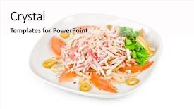  Presentation with crab - PPT layouts featuring salad of crab meat closeup background and a white colored foreground