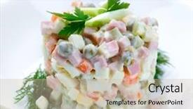 Presentation with salad - Theme having salad olivier russian traditional salad vegetable salad background and a soft green colored foreground
