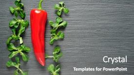  Presentation with dark green and red - Beautiful slide deck featuring salad on a dark shale backdrop and a gray colored foreground