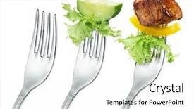  Presentation with fresh meat - Amazing slide deck having salad on a fork backdrop and a white colored foreground