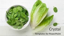  Presentation with spinach lettuce berries mushrooms broccoli - Cool new presentation theme with salad over wooden table top backdrop and a mint green colored foreground
