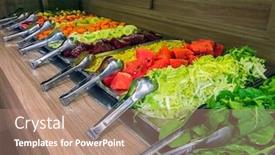  Presentation with food service - Presentation theme featuring salad-self-service-restaurant-food background and a coral colored foreground