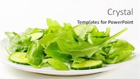  Presentation with cucumbers - Cool new slides with salad-with-arugula-and-sliced backdrop and a white colored foreground
