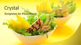  Presentation with mango - PPT theme having salad with avocado and mango background and a  colored foreground