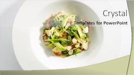 Presentation with green plate - Slide deck having salad-with-avocado-broccoli-cucumber background and a white colored foreground