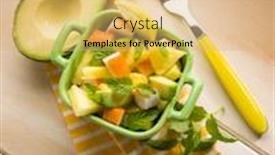  Presentation with avocado - Slide deck enhanced with salad with avocado surimi and pineapple background and a coral colored foreground