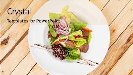  Presentation with red laser beam - Colorful theme enhanced with salad with beef red beans backdrop and a  colored foreground