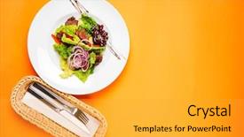  Presentation with red onion - Colorful PPT theme enhanced with salad with beef red beans backdrop and a  colored foreground
