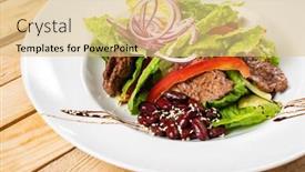  Presentation with beans - Beautiful presentation featuring salad-with-beef-red-beans backdrop and a lemonade colored foreground