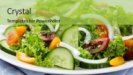  Presentation with white healthy food - Slides consisting of salad with black and yellow cherry tomatoes red and white onion cucumber lettuce and fresh dill home made tasty food symbolic image concept for a tasty and healthy meal close up front view background and a yellow colored foreground