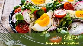  Presentation with salad - Amazing slide set having salad-with-boiled-egg backdrop and a tawny brown colored foreground