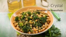  Presentation with salad - Cool new presentation theme with businessman showing his office to backdrop and a gray colored foreground