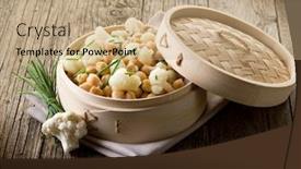  Presentation with cauliflower - Colorful slide set enhanced with salad-with-cauliflower-and-chick backdrop and a coral colored foreground