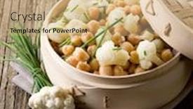  Presentation with cauliflower - Audience pleasing PPT theme consisting of salad-with-cauliflower-and-chick backdrop and a coral colored foreground