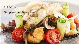  Presentation with haute cuisine - Colorful slide deck enhanced with salad-with-cheese-profiteroles backdrop and a lemonade colored foreground