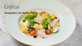  Presentation with pineapple - Slides having salad-with-chicken-and-pineapple background and a yellow colored foreground