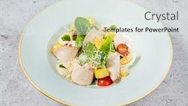  Presentation with pineapple - PPT theme consisting of salad-with-chicken-and-pineapple background and a white colored foreground