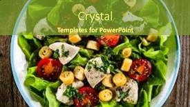 Presentation with salad - PPT theme consisting of salad-with-chicken-vegetables background and a tawny brown colored foreground
