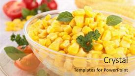 Presentation with corn - PPT theme featuring salad with corn tomato background and a yellow colored foreground