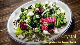  Presentation with salad - Presentation design featuring salad-with-cottage-cheese background and a tawny brown colored foreground