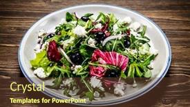  Presentation with salad - Cool new PPT theme with salad-with-cottage-cheese backdrop and a tawny brown colored foreground