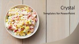  Presentation with sweet corn - Slides enhanced with salad with crab sticks and sweet corn background and a soft green colored foreground