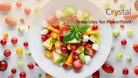  Presentation with green fresh food - Presentation having salad-with-different-varieties-kind background and a lemonade colored foreground