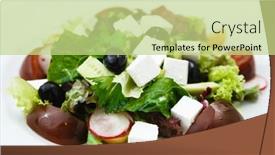  Presentation with feta cheese - Presentation enhanced with salad with feta cheese olives and cherry tomatoes background and a mint green colored foreground