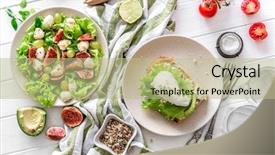  Presentation with salad - Cool new slides with useful breakfast salad with figs backdrop and a mint green colored foreground