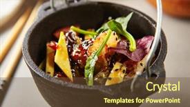  Presentation with vegan - Cool new slide deck with salad with fried crispy eggplant backdrop and a tawny brown colored foreground