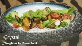  Presentation with decorate - Slide set enhanced with salad-with-fried-potato-lettuce background and a dark gray colored foreground