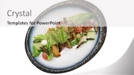  Presentation with decorate - Presentation design with salad-with-fried-potato-lettuce background and a white colored foreground