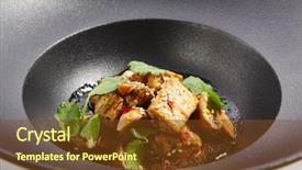  Presentation with sesame seeds and oil - Slides enhanced with salad with fried tofu sprinkled background and a tawny brown colored foreground