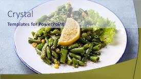  Presentation with colorful green corn field - PPT theme featuring salad-with-green-beans background and a sky blue colored foreground