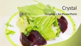  Presentation with salad - Cool new PPT layouts with salad-with-greens-and-beets backdrop and a soft green colored foreground