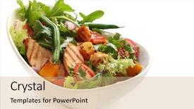  Presentation with roasted chicken - Presentation theme having salad with grilled chicken breast mixed greens roasted vegetables tomatoes beans capsicum onion pumpkin delicious healthy eating background and a coral colored foreground